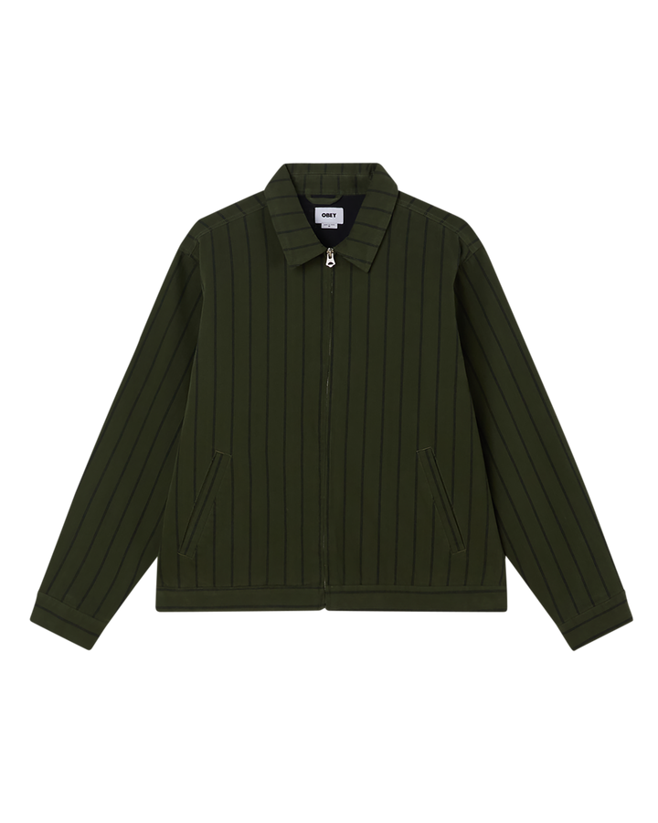 OBEY STRIPE ZIP UP JACKET-  DUFFLE BAG MULTI