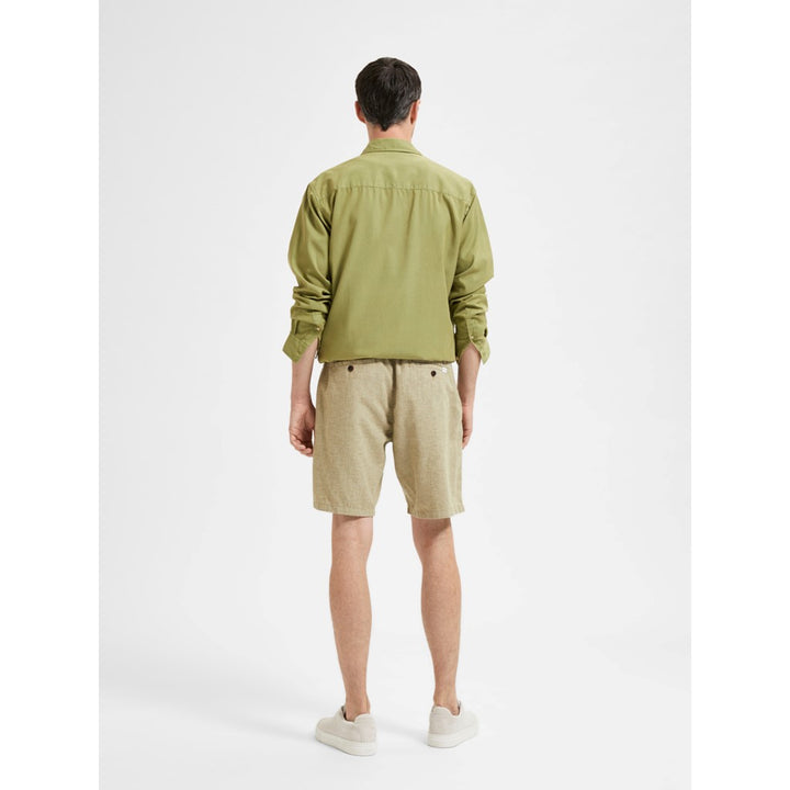 REGULAR-BRODY LINEN SHORTS - olive branch