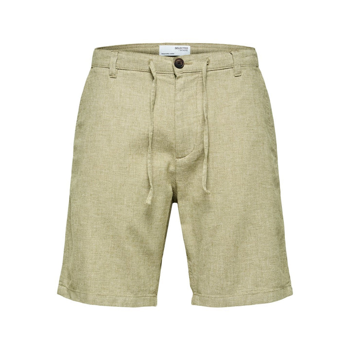 REGULAR-BRODY LINEN SHORTS - olive branch