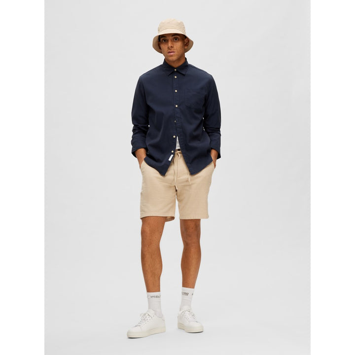REGULAR-BRODY LINEN SHORTS - incence