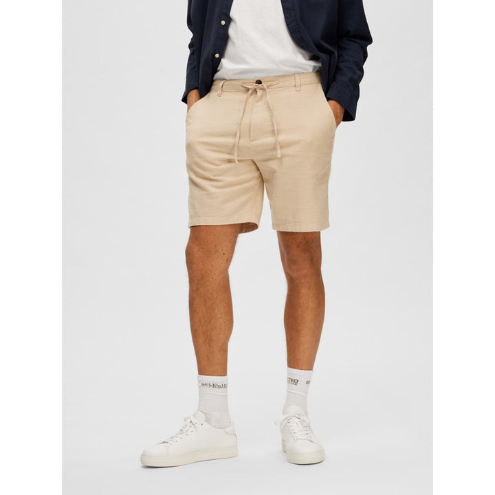 REGULAR-BRODY LINEN SHORTS - incence