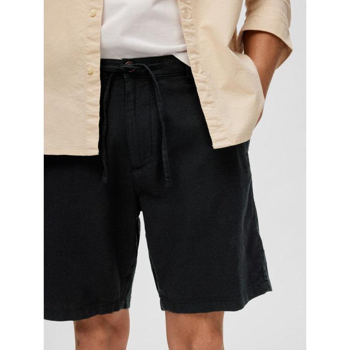 REGULAR-BRODY LINEN SHORTS - black