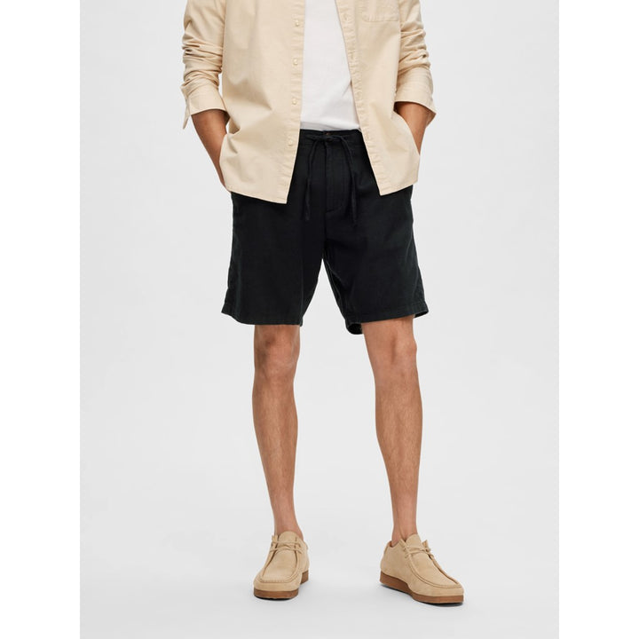 REGULAR-BRODY LINEN SHORTS - black