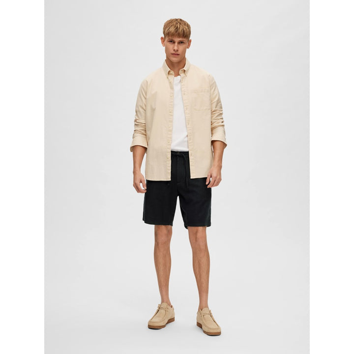 REGULAR-BRODY LINEN SHORTS - black