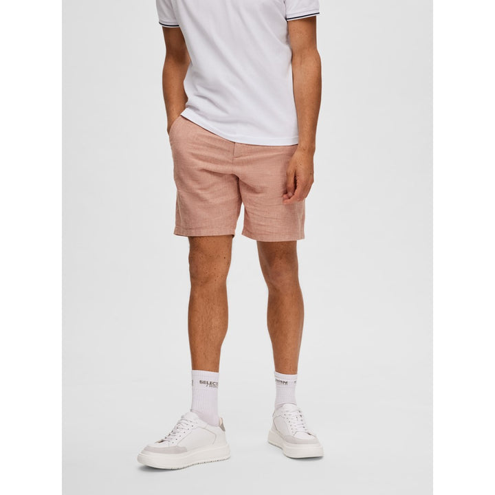 REGULAR-BRODY LINEN SHORTS - baked clay