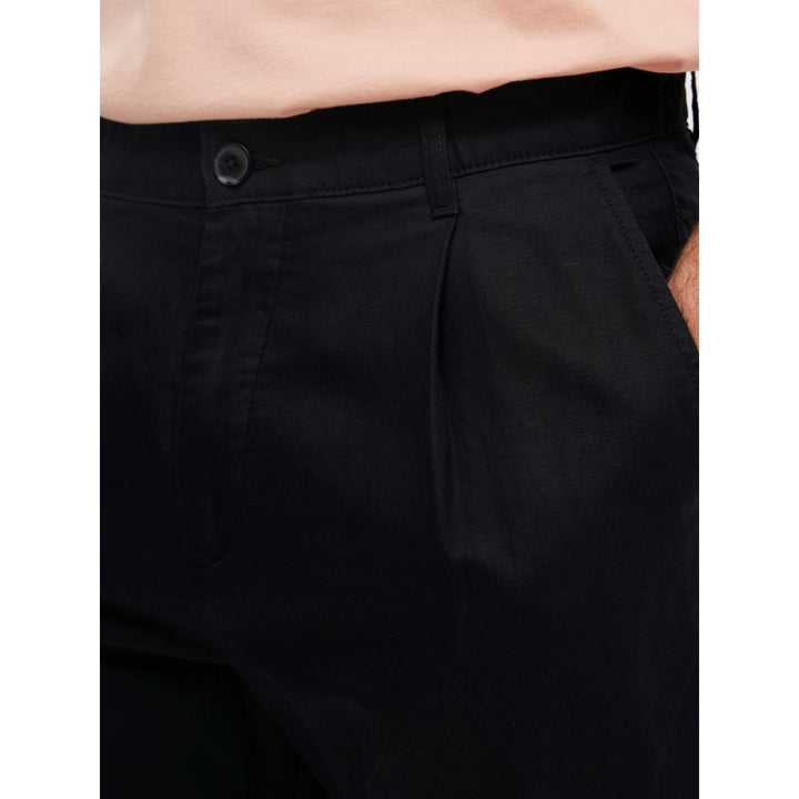 RELAXED JONES 180 CROP LINEN PANT - black