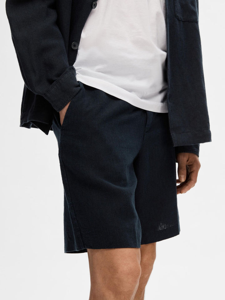 REGULAR- LINEN SHORTS sky captain