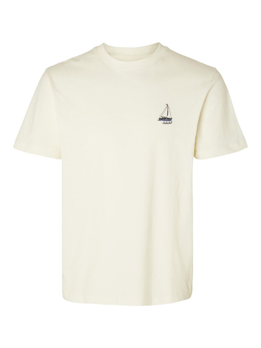 GARLAND EMB SS O-NECK TEE egret