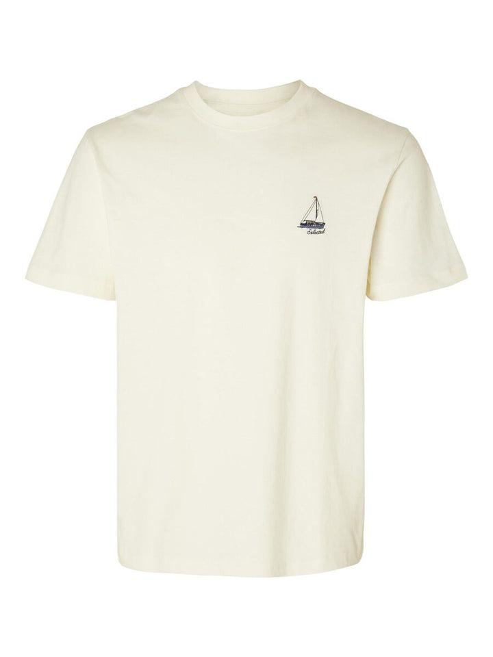 GARLAND EMB SS O-NECK TEE egret