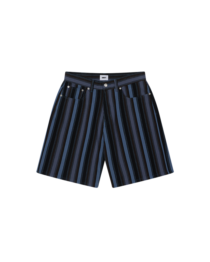 BAJA STRIPE BAGGY DENIM SHORT - BLACK MULTI