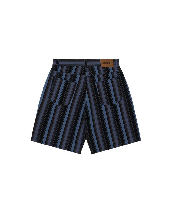 BAJA STRIPE BAGGY DENIM SHORT - BLACK MULTI