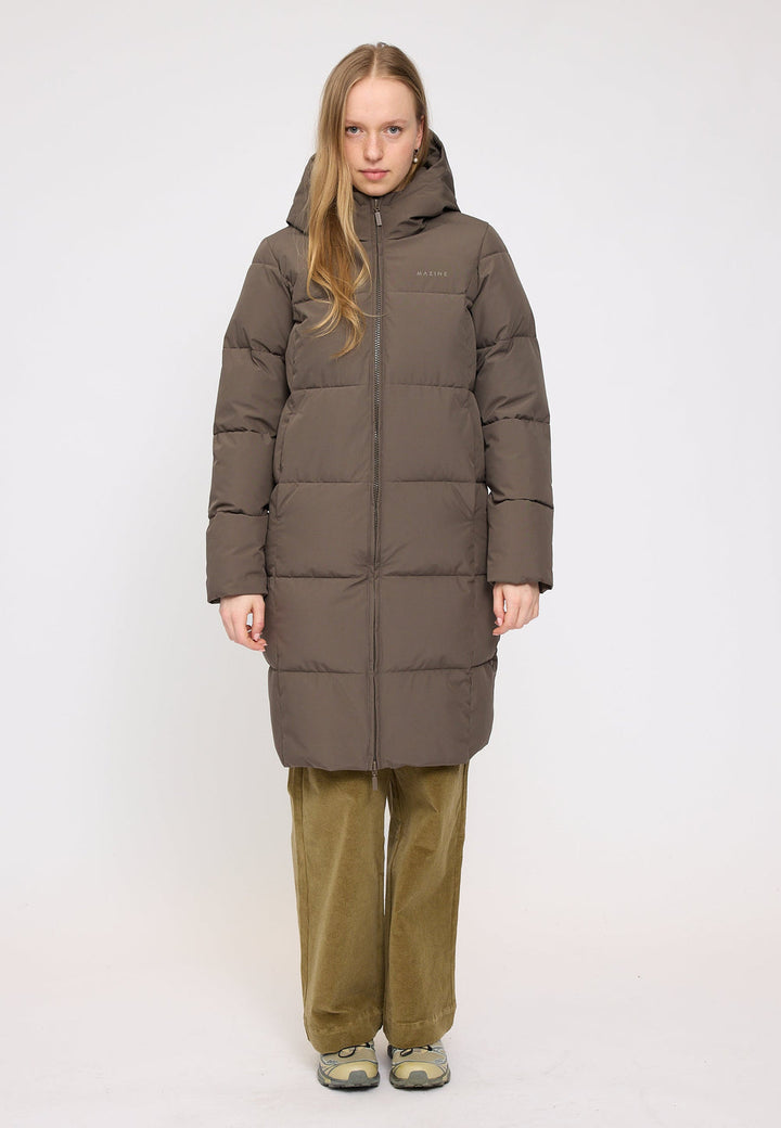 Basic Puffer Coat -  olive brown