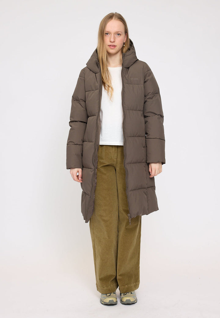Basic Puffer Coat -  olive brown