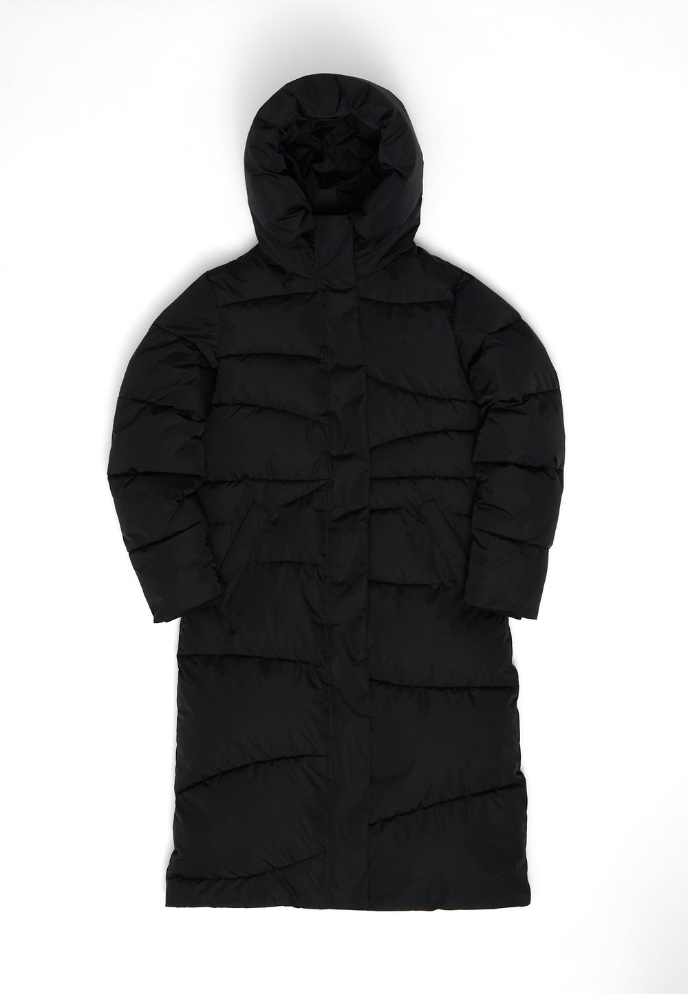 Waves Quilt Puffer Coat -  black