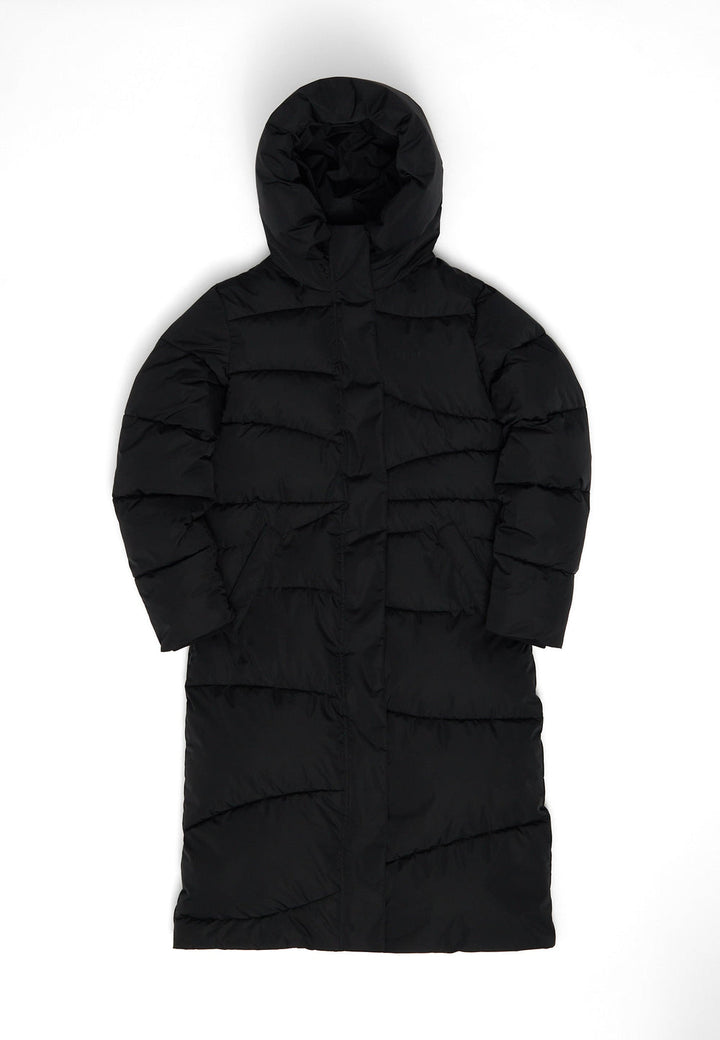 Waves Quilt Puffer Coat -  black