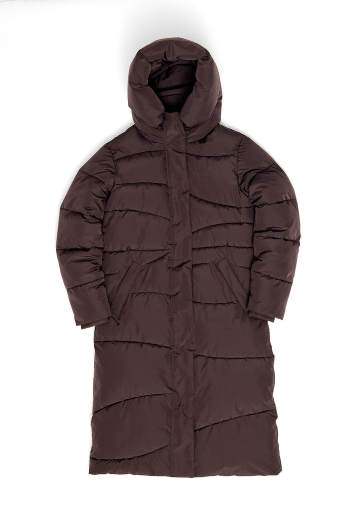 Waves Quilt Puffer Coat -  eggplant
