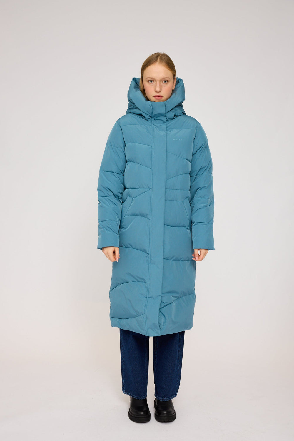 Waves Quilt Puffer Coat -  storm blue