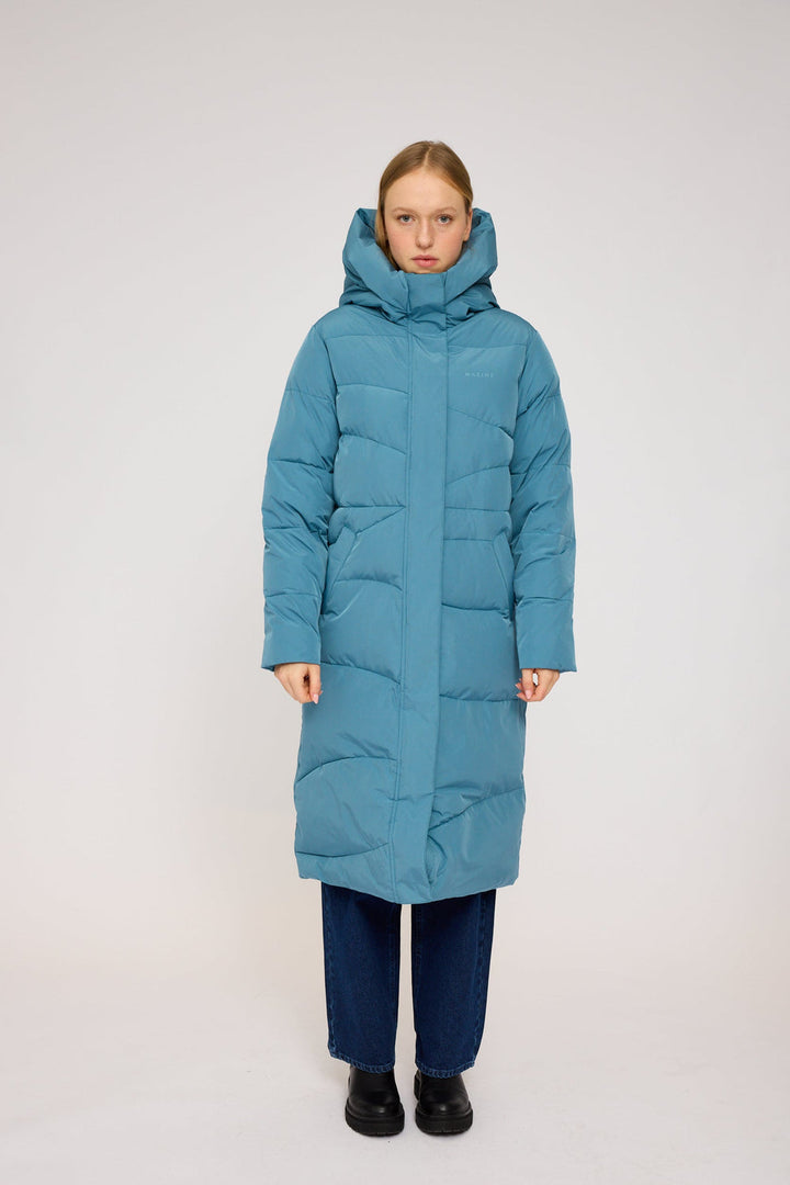 Waves Quilt Puffer Coat -  storm blue