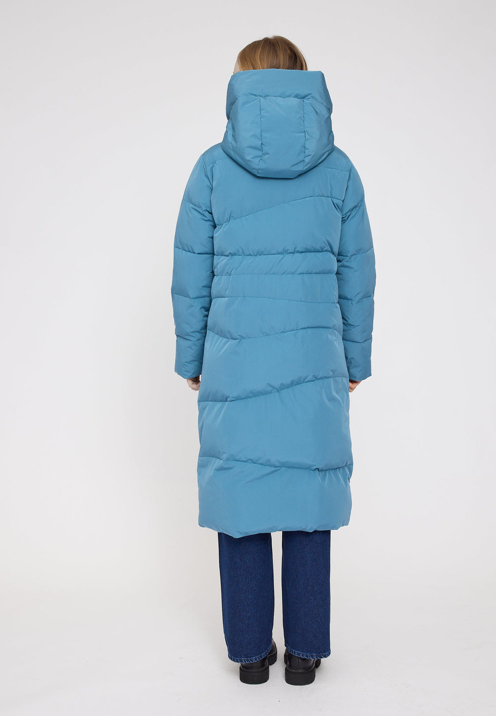 Waves Quilt Puffer Coat -  storm blue