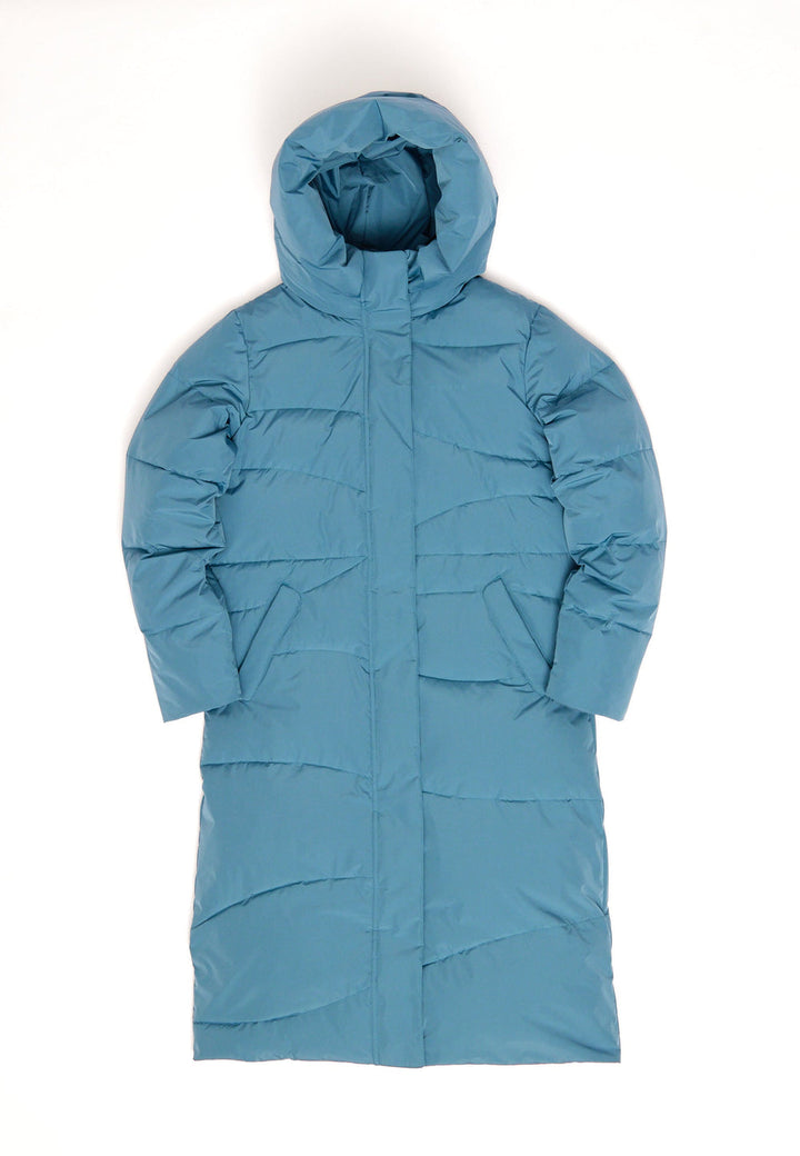 Waves Quilt Puffer Coat -  storm blue