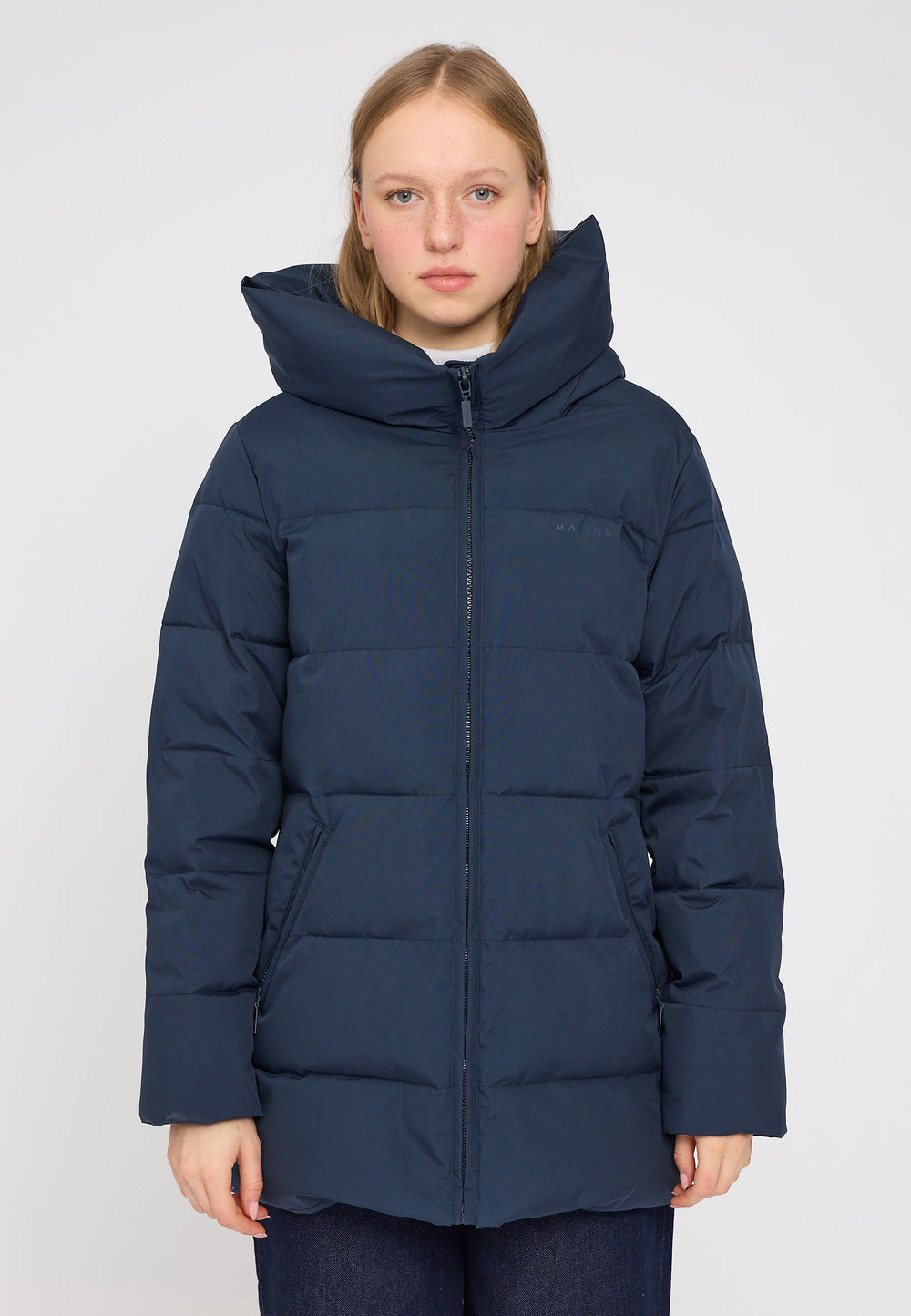 Basic Mid Length Puffer Jacket - dark navy