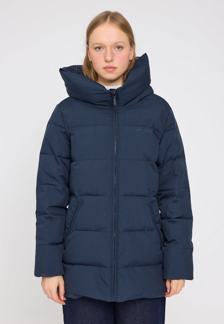 Basic Mid Length Puffer Jacket - dark navy