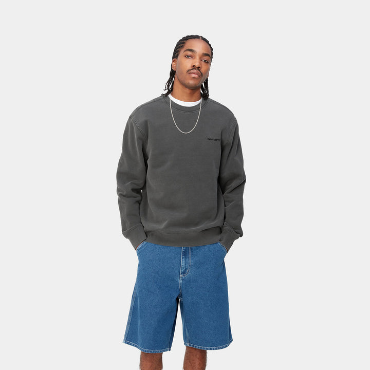 Duster Script Sweat 100 % Cotton Black garment dyed