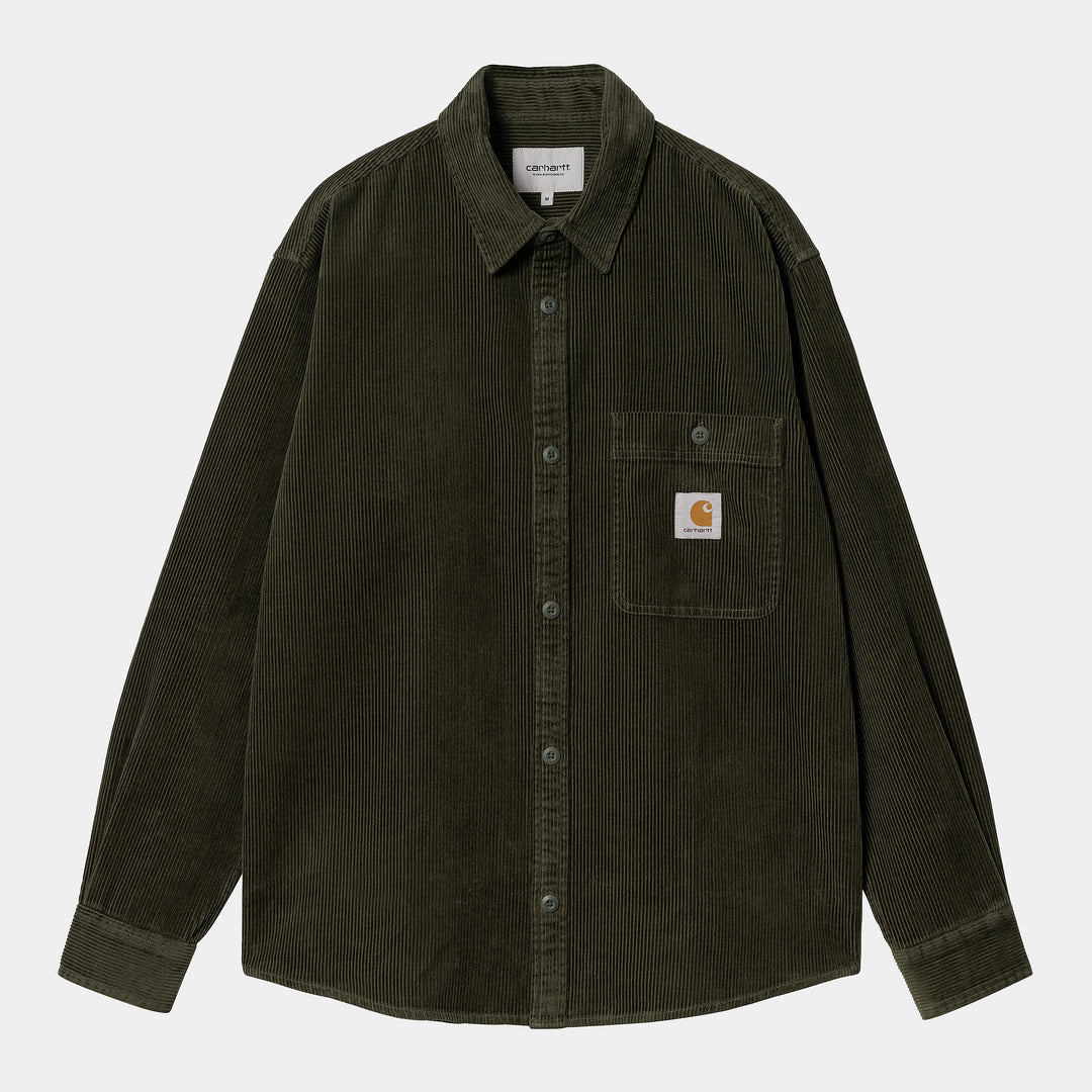 L/S Flint Shirt 100 % Cotton Office Green rinsed