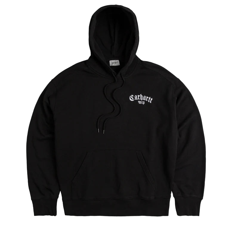 hooded Onyx Script Sweat - black white