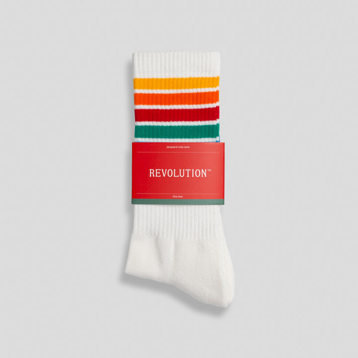 Jaquard Crew Sock - white