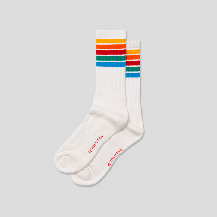 Jaquard Crew Sock - white