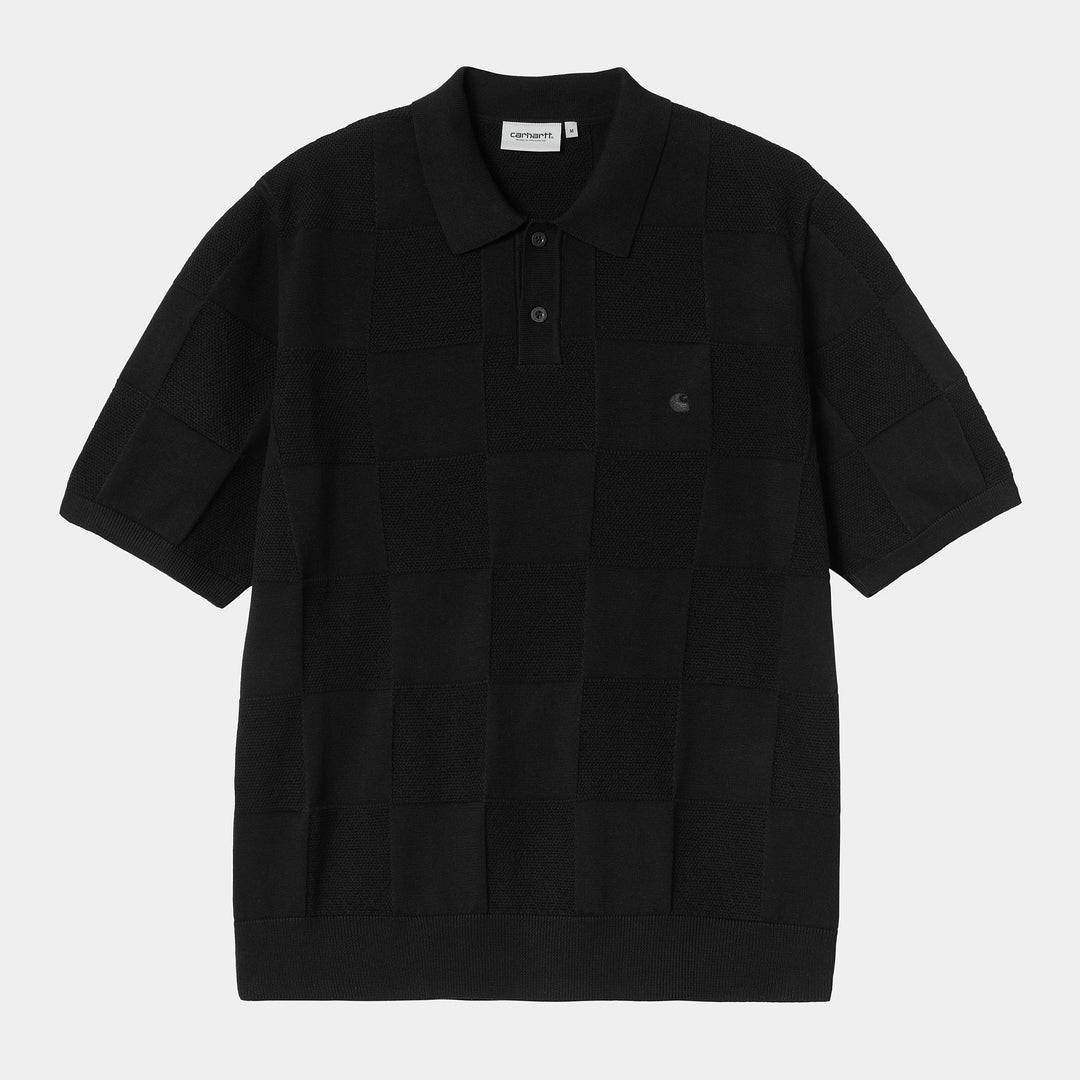 S/S Checker Polo 100 % Cotton Black