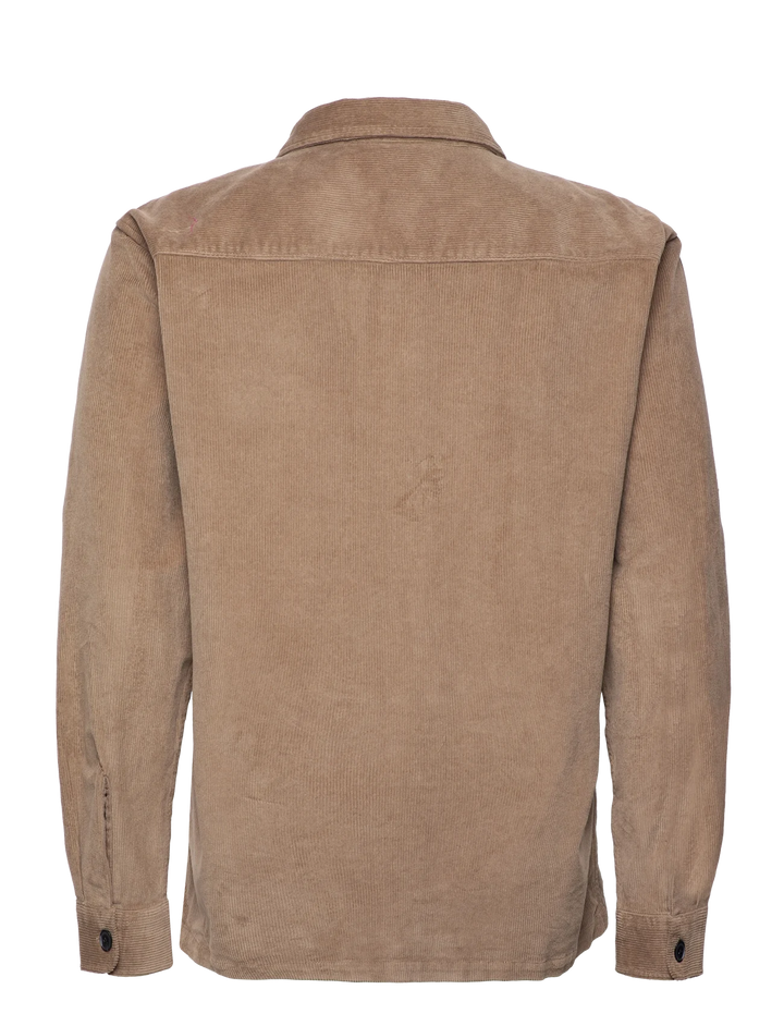 SLHLOOSE-DAN CORD OVERSHIRT .- Greige