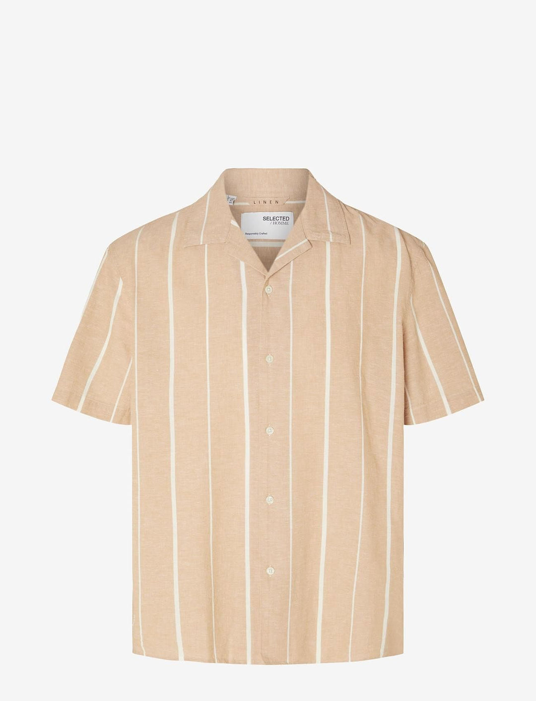 RELAXNEW-LINEN SHIRT SS RESORT -beige thin stripes