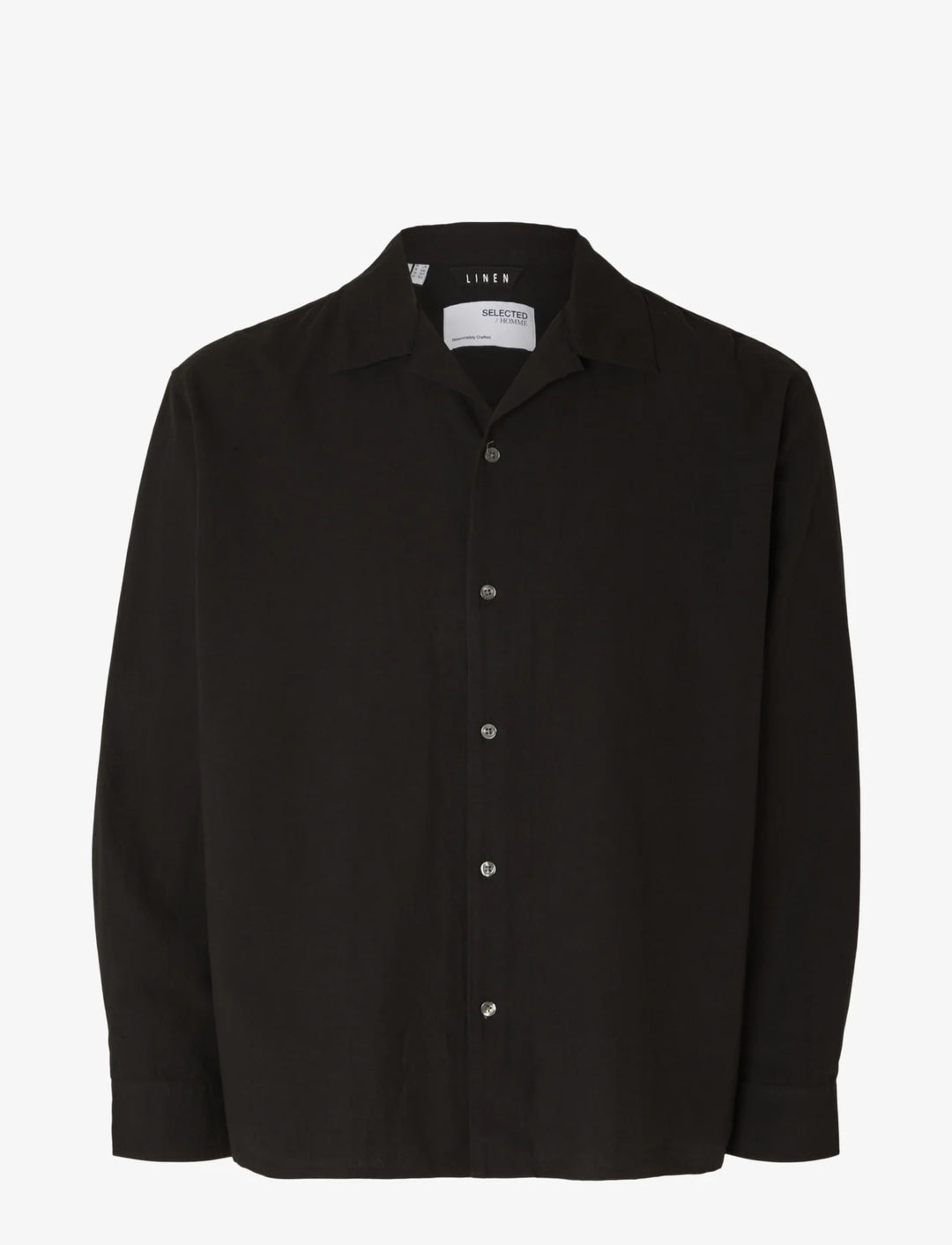 SLHRELAXNEW-LINEN SHIRT LS RESORT - black