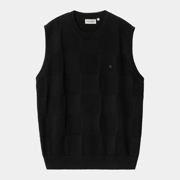 W' Checker Vest Sweater 100 % Cotton Black