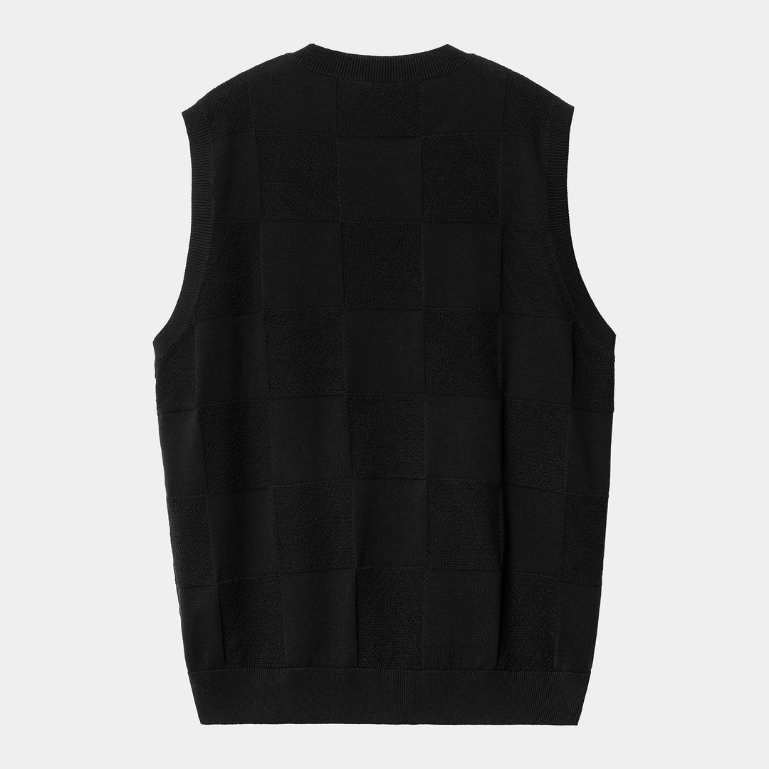 W' Checker Vest Sweater 100 % Cotton Black