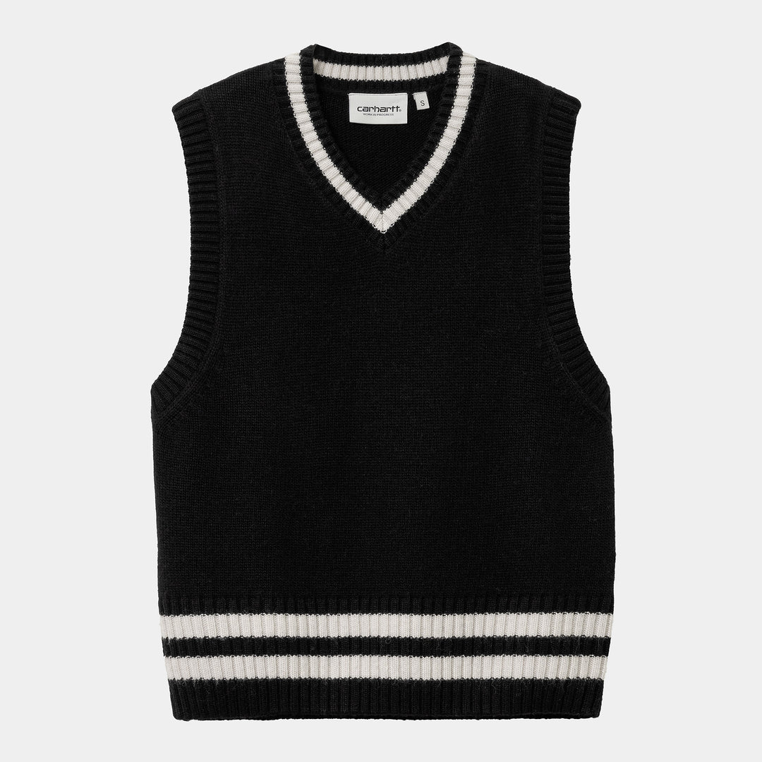 W' Stanford Vest Sweater - black/white