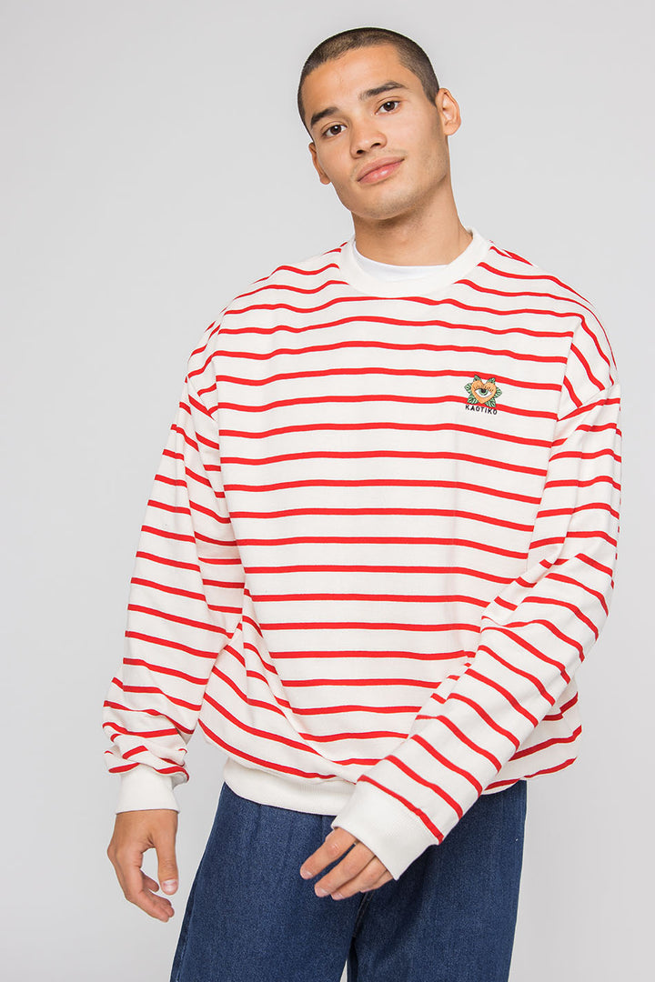 Sweatshirt "Heart" stripes - red/white