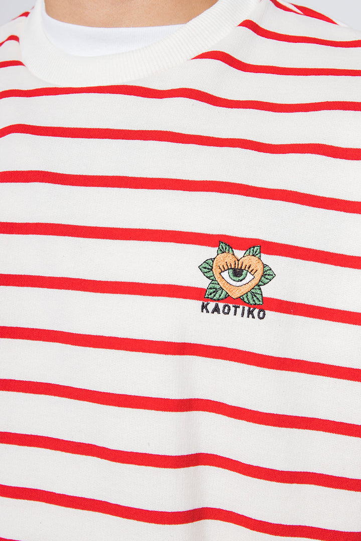 Sweatshirt "Heart" stripes - red/white