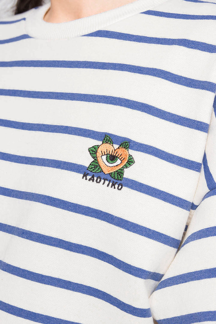 Sweatshirt "Heart" stripes - blue/white