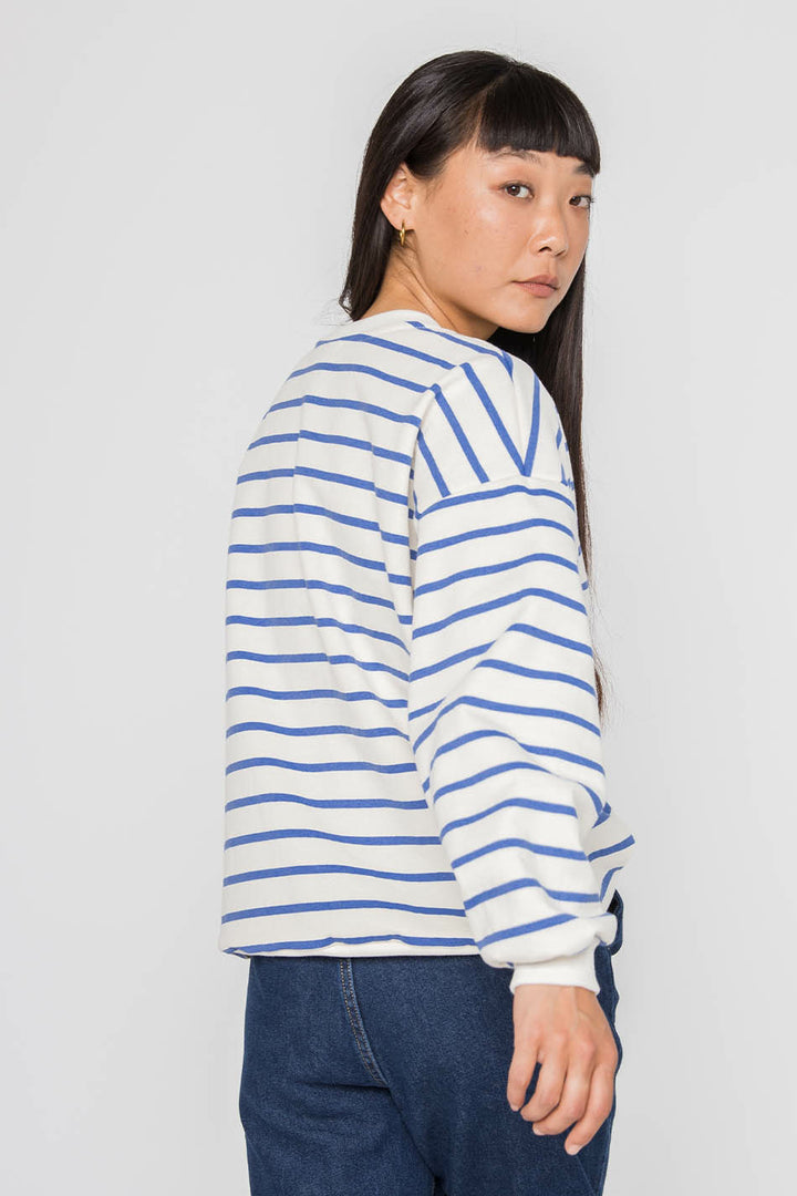 Sweatshirt "Heart" stripes - blue/white