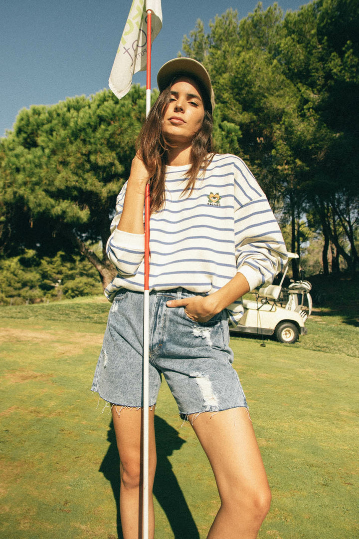 Sweatshirt "Heart" stripes - blue/white