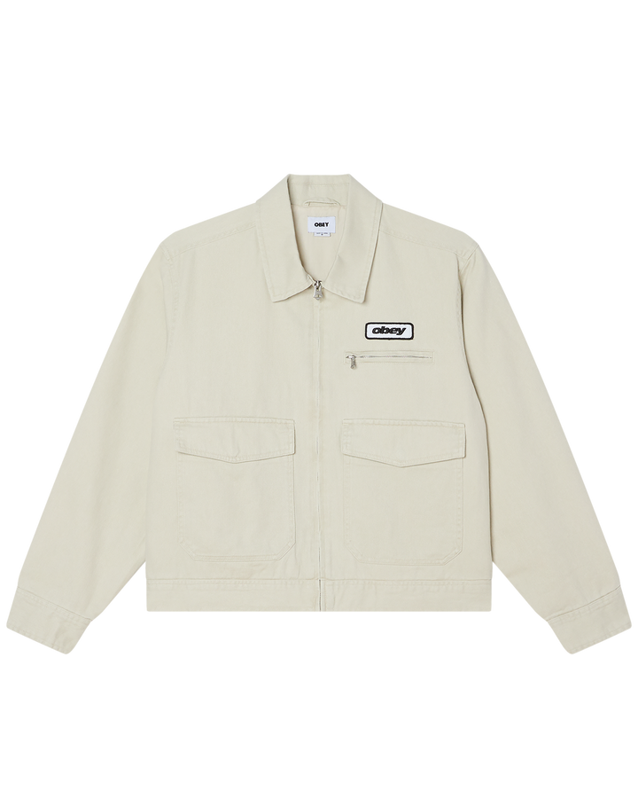 OBEY WALTER WORK JACKET SILVER BIRCH FADED WASH