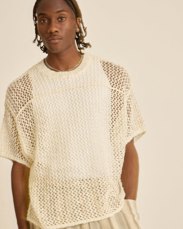 LARRY FOOTBALL SWEATER - NATURAL