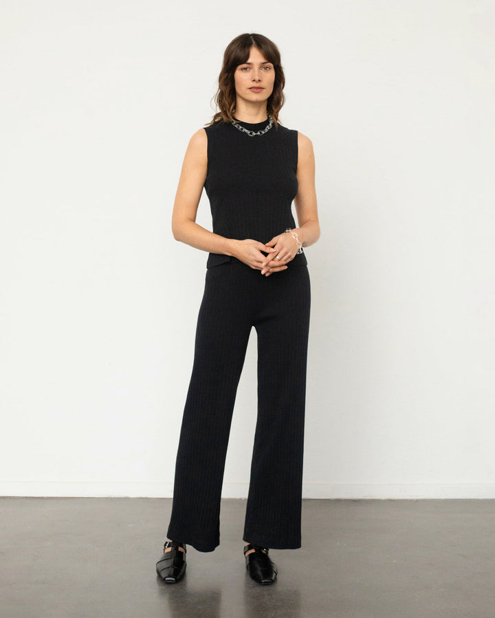 Ribbed Lounge Pant - true black