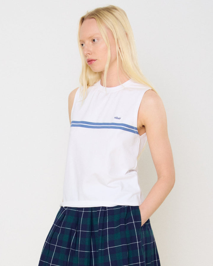 FREYA STRIPE TANK WHITE