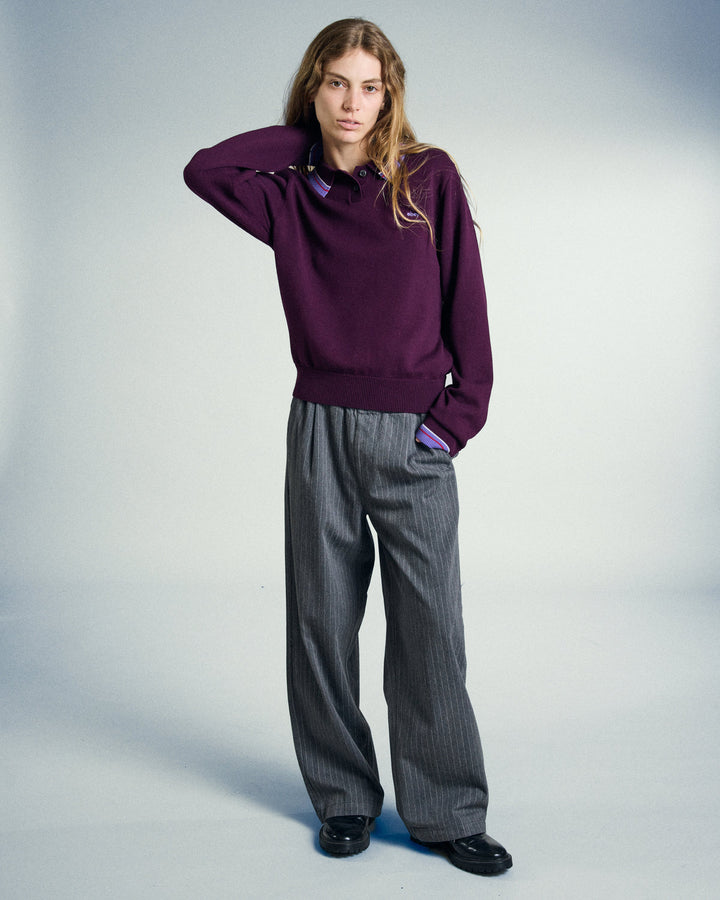 IRINA PLEATED PANT - GREY MULTI
