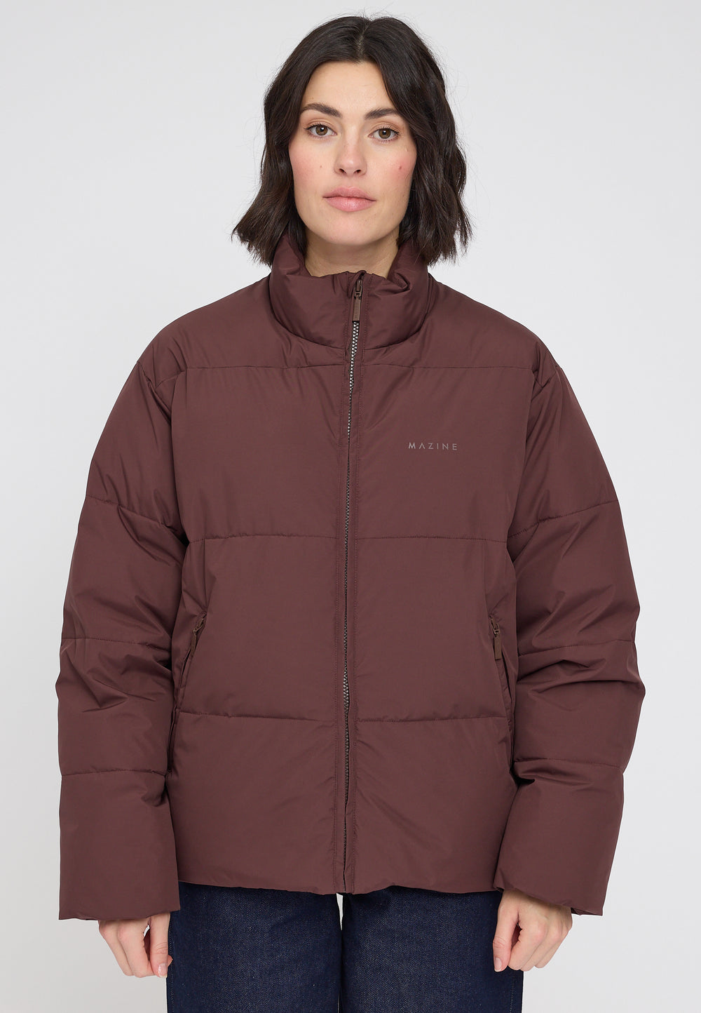 Loose Fit Puffer Jacket - deep mahagony