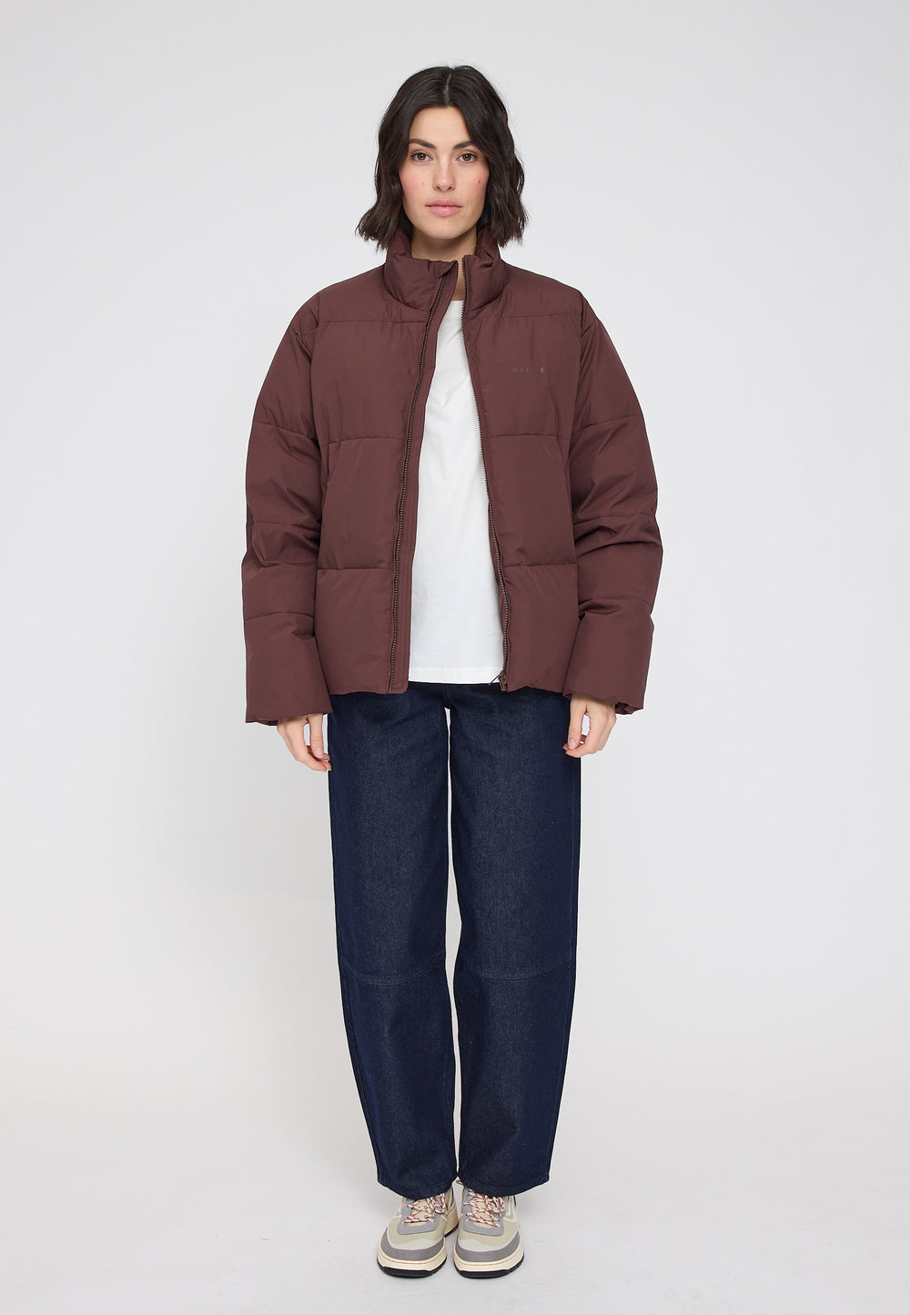 Loose Fit Puffer Jacket - deep mahagony